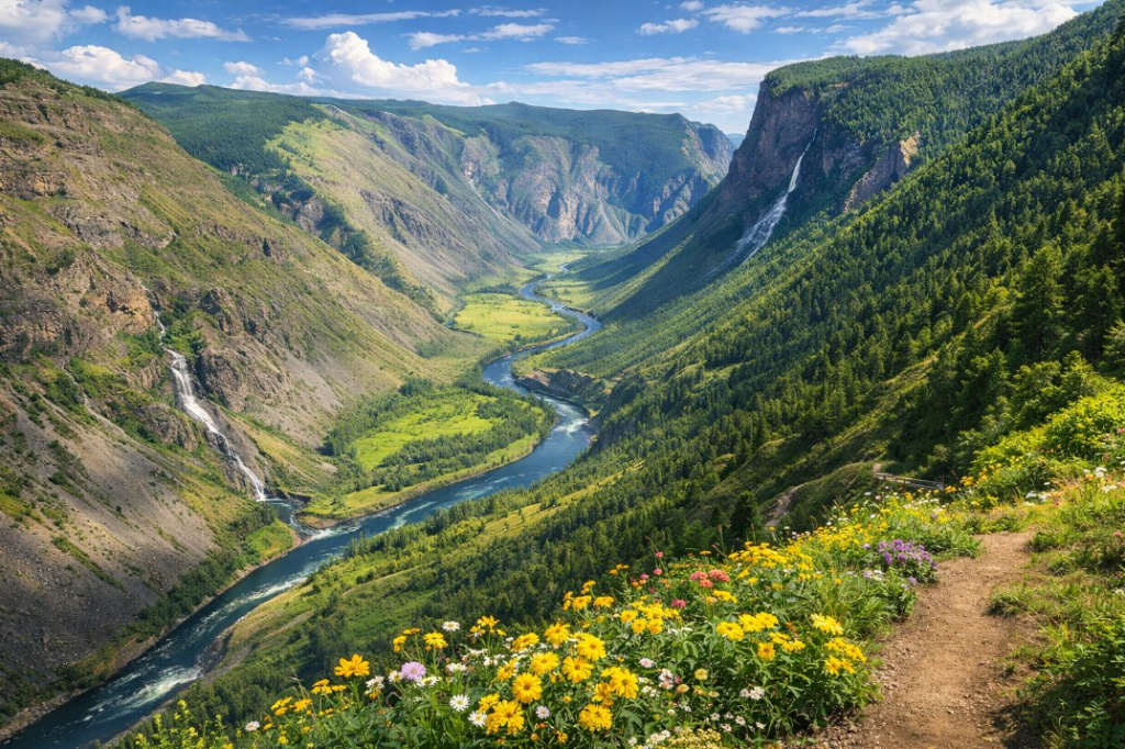Долина Чулышмана, спуск по перевалу Кату-Ярык